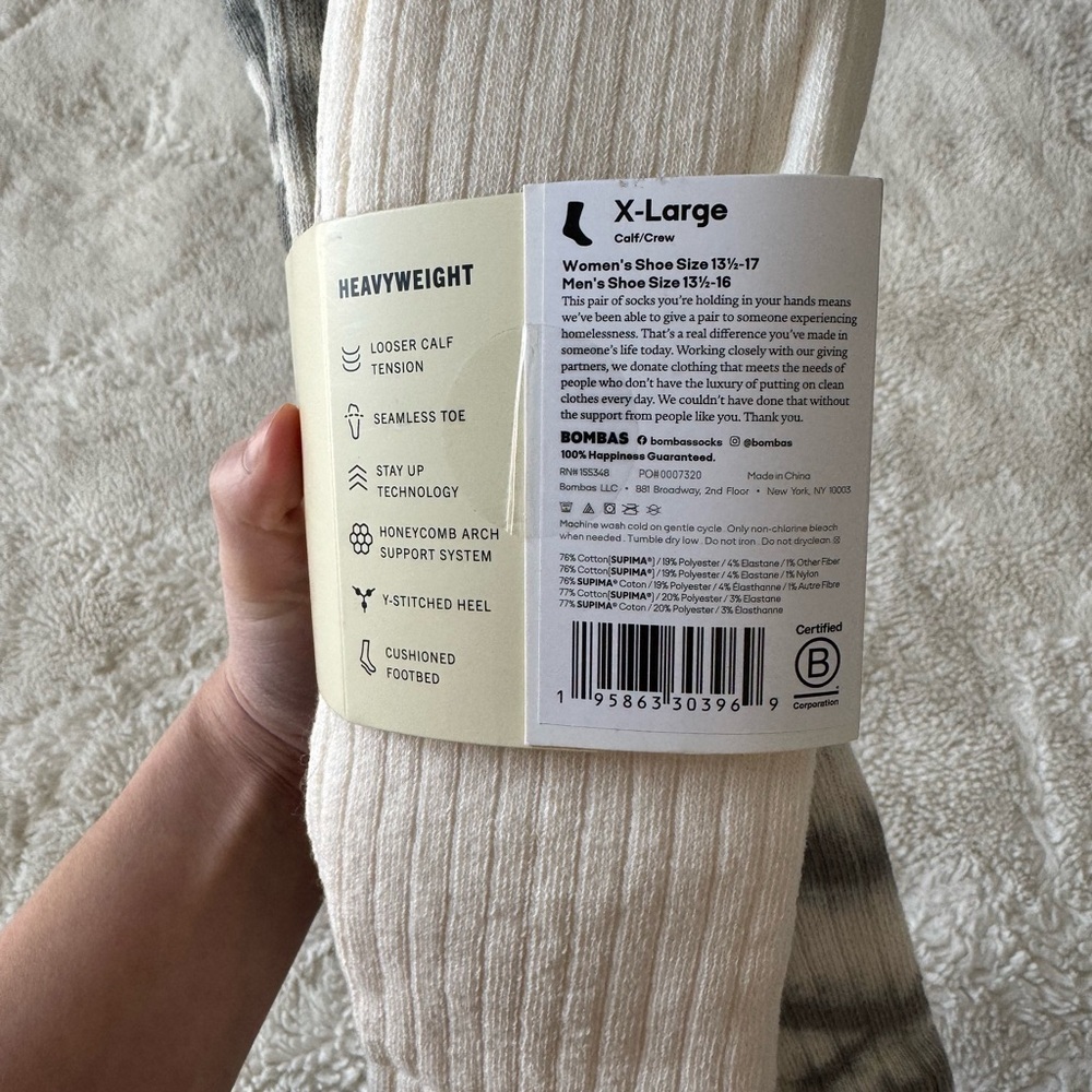 Bombas Ragg Calf Socks - Black, Gray, Cream - 3-Pack - Picture 3 of 3